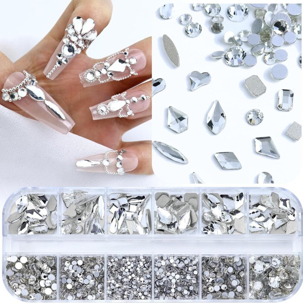 3200PCS Nail Art Rhinestones, Crystal Clear Flatback Rhinestones for Nails, Craf